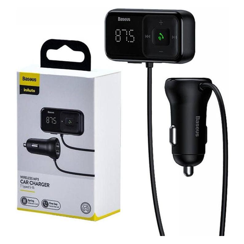 Baseus, Auto-interieuraccessoires, Auto Bluetooth MP3-speler T-vorm S-16 Zwart OS