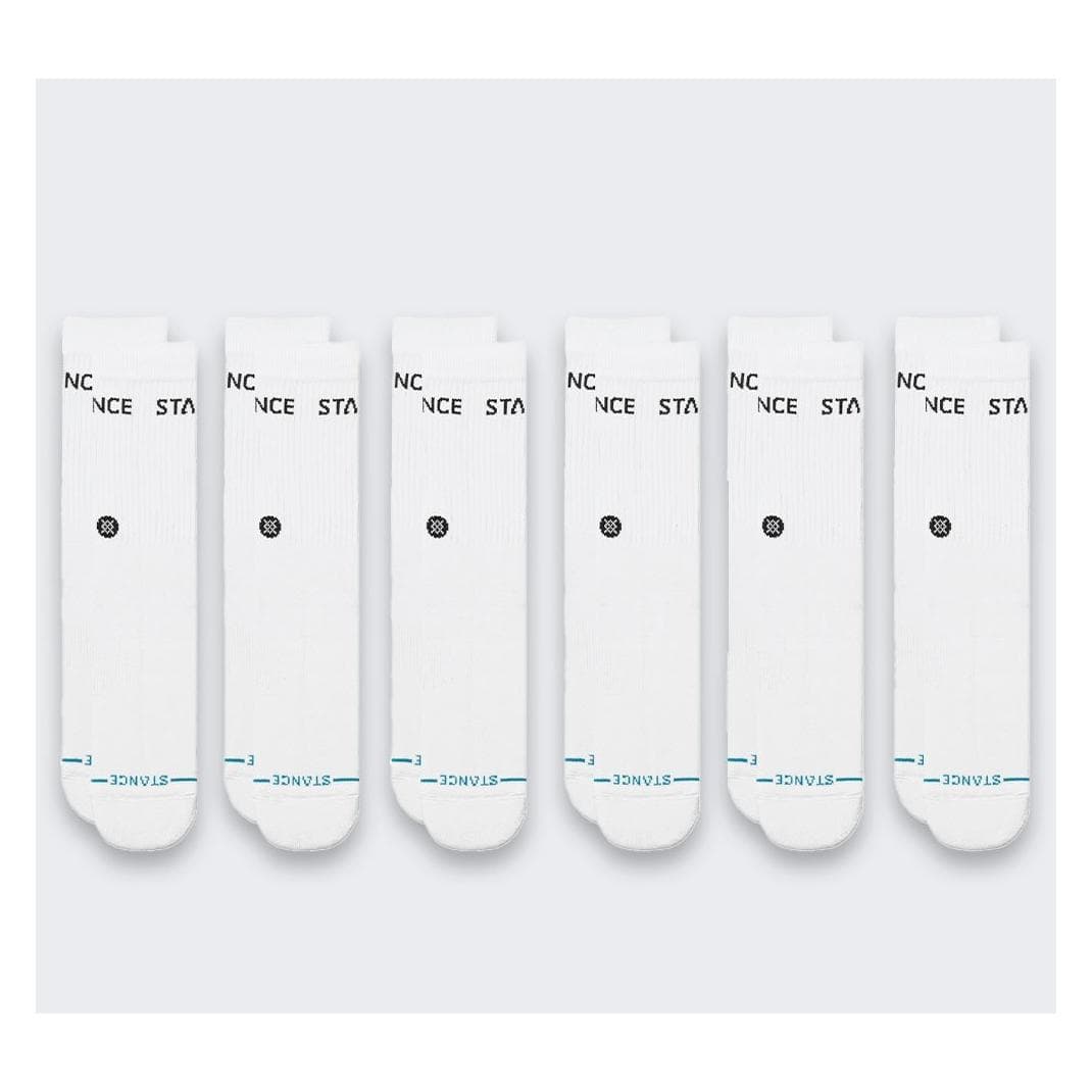 Stance, Herren, Socken, Origin 6 Pack Crew, Weiss, (6er Pack, 43 - 47)