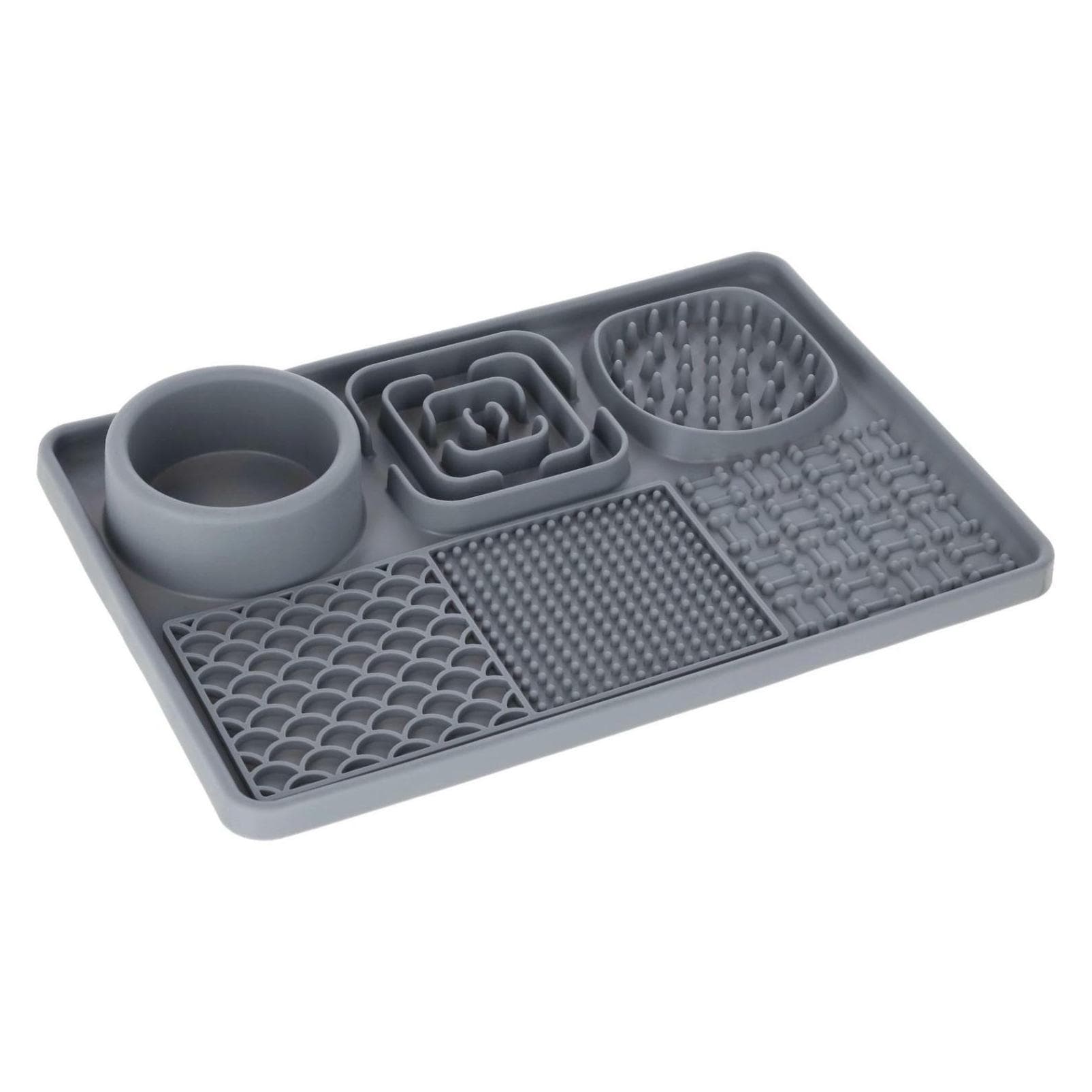 Kerbl Pet Schleckmatte XL, grau, 30x20 cm, Beschäftigung Hunde und Katzen, unterstützt Stressabbau, Voerbakje