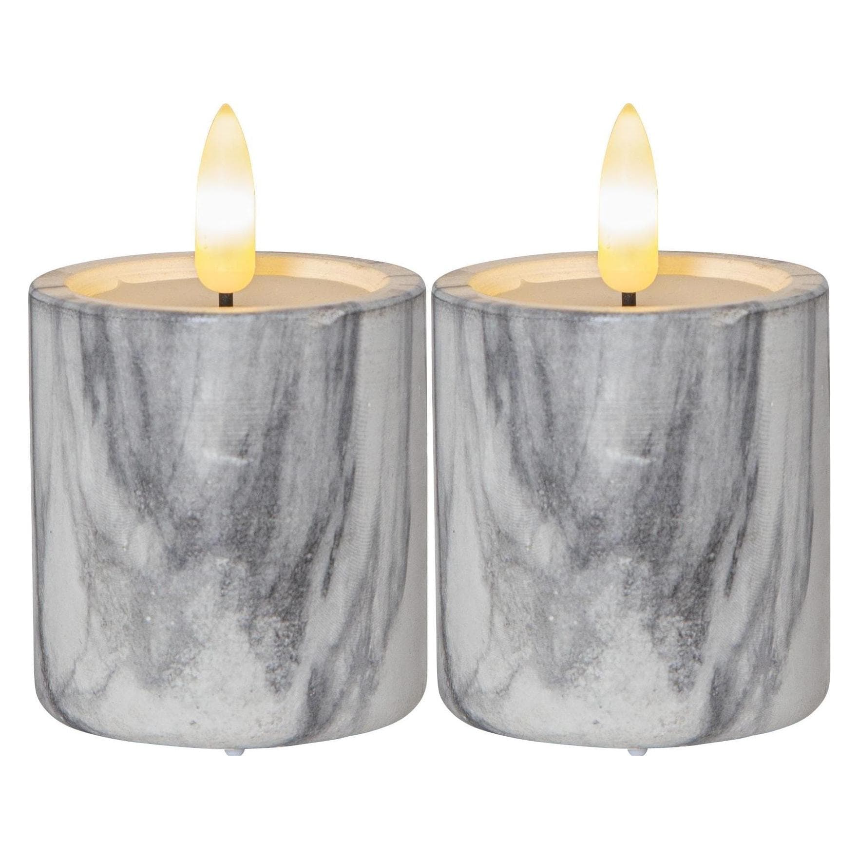 Star Trading, LED kaarsen, LED kaarsenset Flame Marble, 2 stuks 5,5 cm x 9 cm, Grijs (2x)