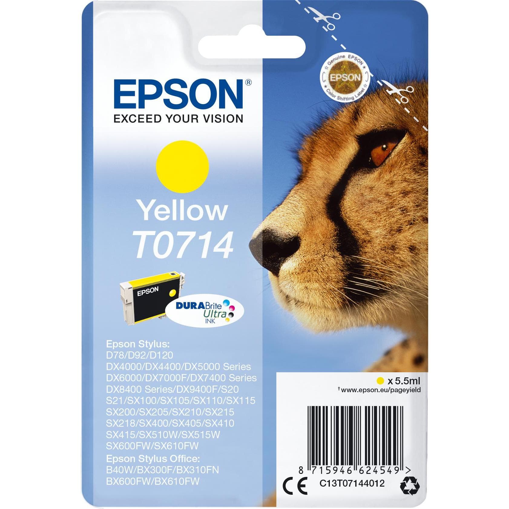 Epson, Ink cartridges, Ink C13T07144012 yellow, 5.5ml (Y)