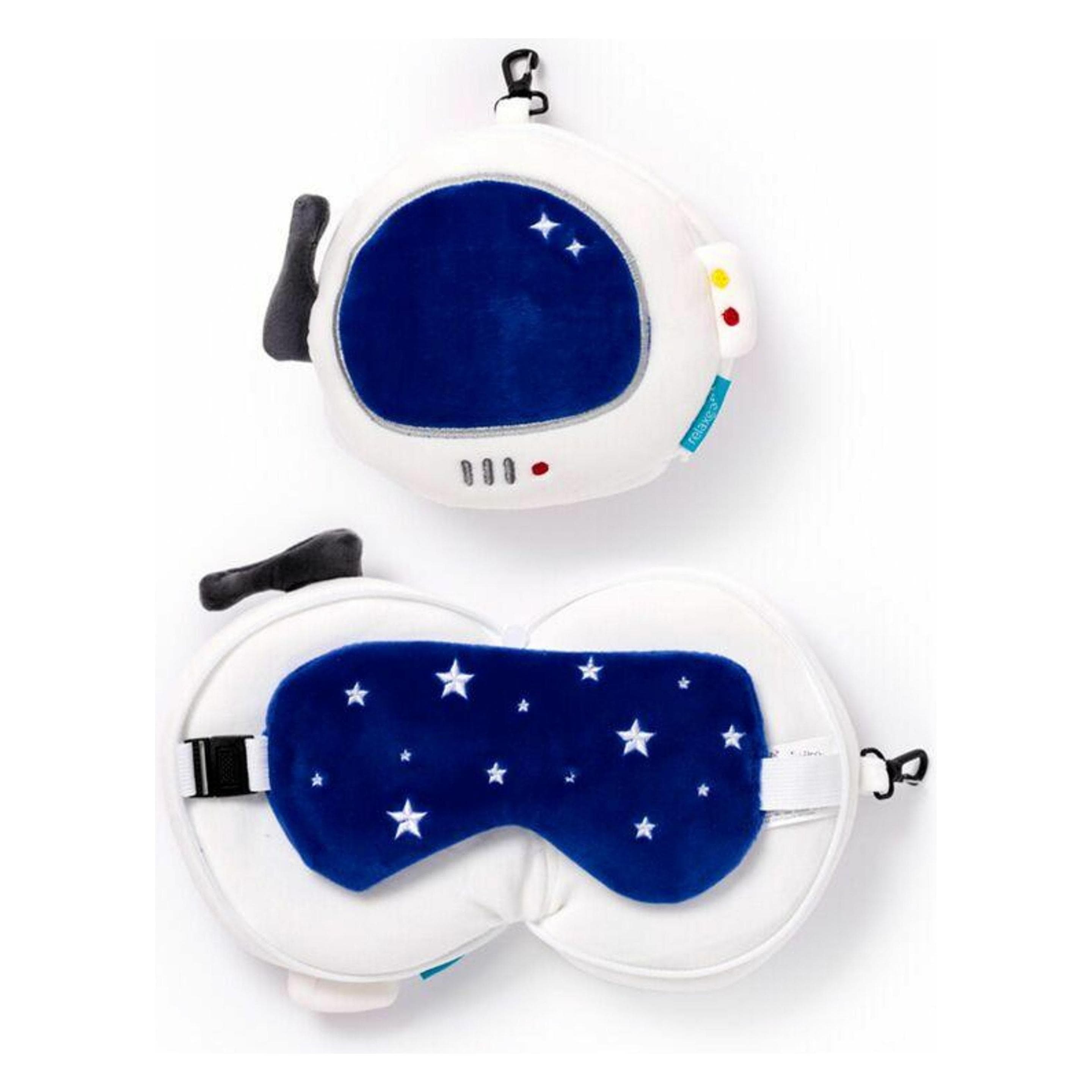 Puckator Relaxeazzz Plush Space Cadet Space Round Travel Pillow & Eye Mask, Travel accessories, Blue, Black, Multicoloured