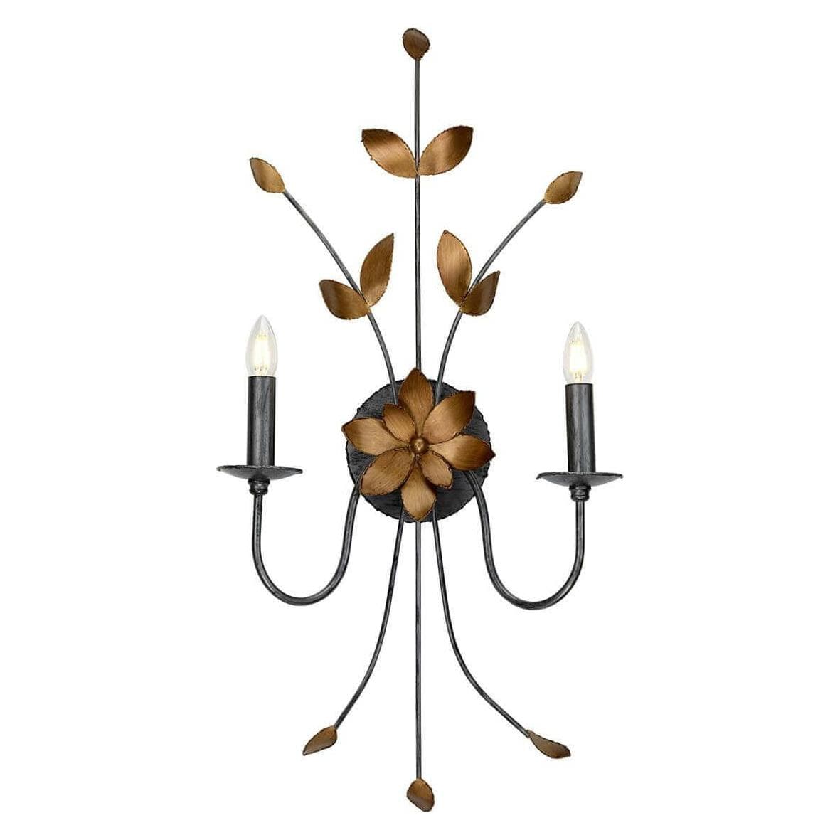 Elstead Lighting, Plafondlamp, Simone wandlamp E14 2-voudig Gun Metal en Gold, Made in UK (E14)