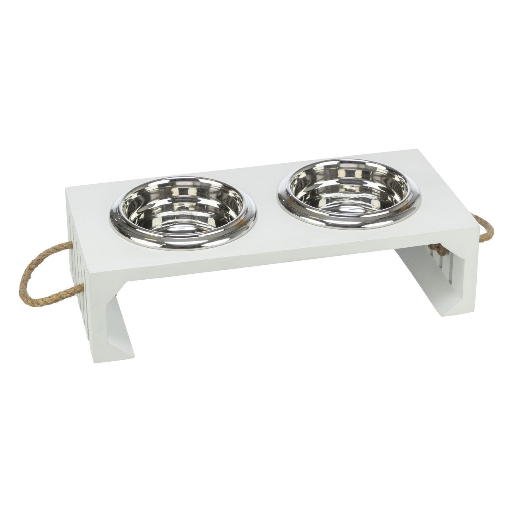 Trixie Be Nordic Set Voerbak / Waterbak Hout / Rvs Wit - 2X900 Ml 44X21X14 Cm (90 cl), Voerbakje