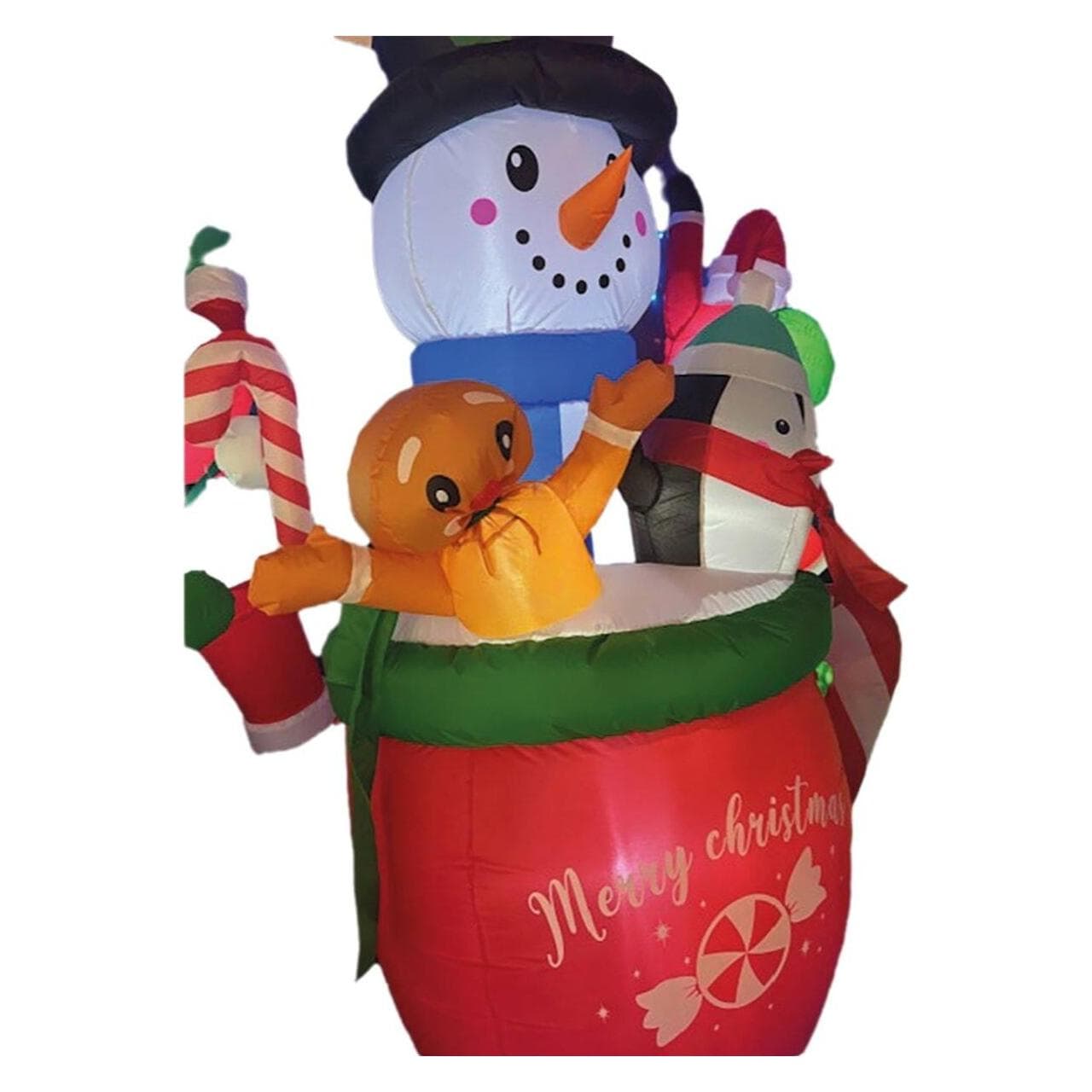 Basic, Kerstversiering, Schneemann Pinguin Keks 130 x 80 x 183 cm Aufblasbar