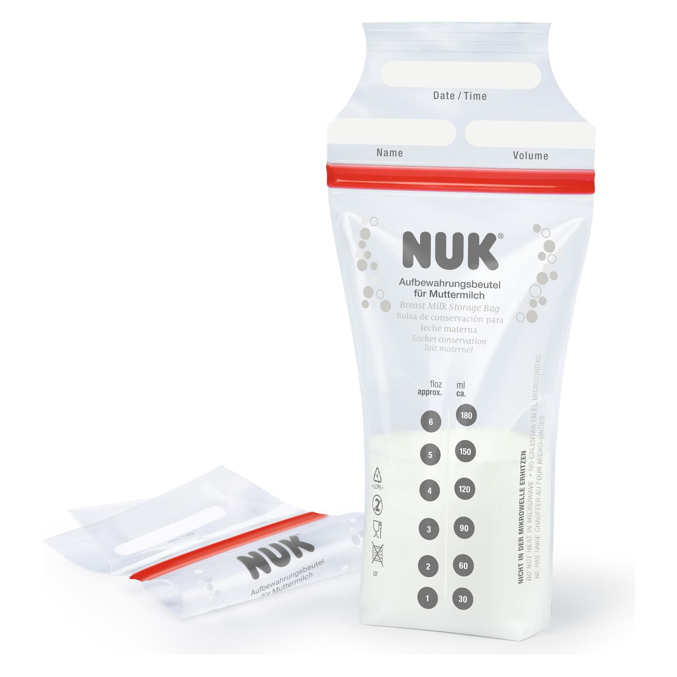 NUK, Potje voor babyvoeding, Moedermelkzakjes, plaatsbesparend en onmiddellijk bruikbaar, 25 stuks