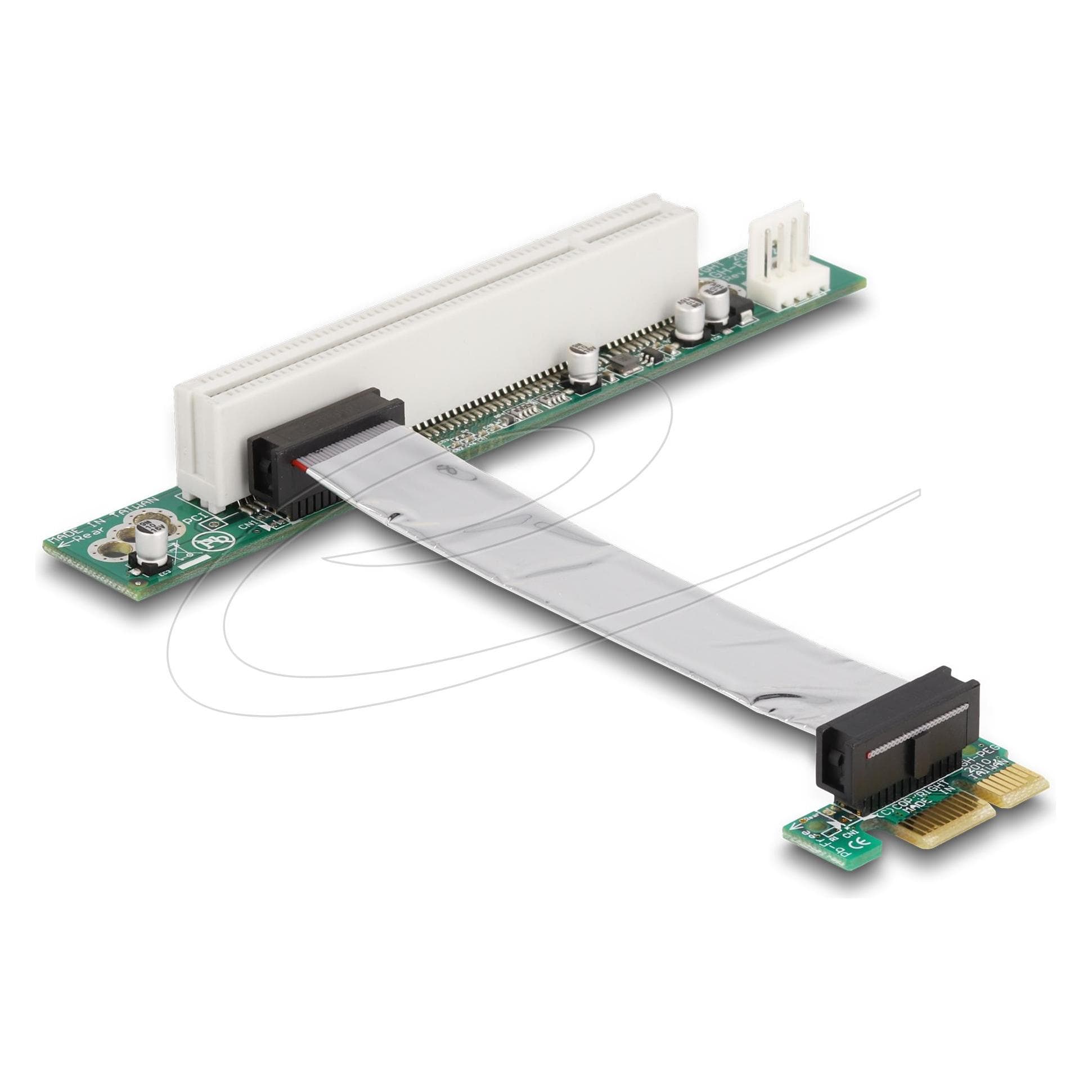 Delock Riser kaart PCI Express x1 > PCI 32Bit met flexibele kabel links gericht, Accessoires voor moederborden