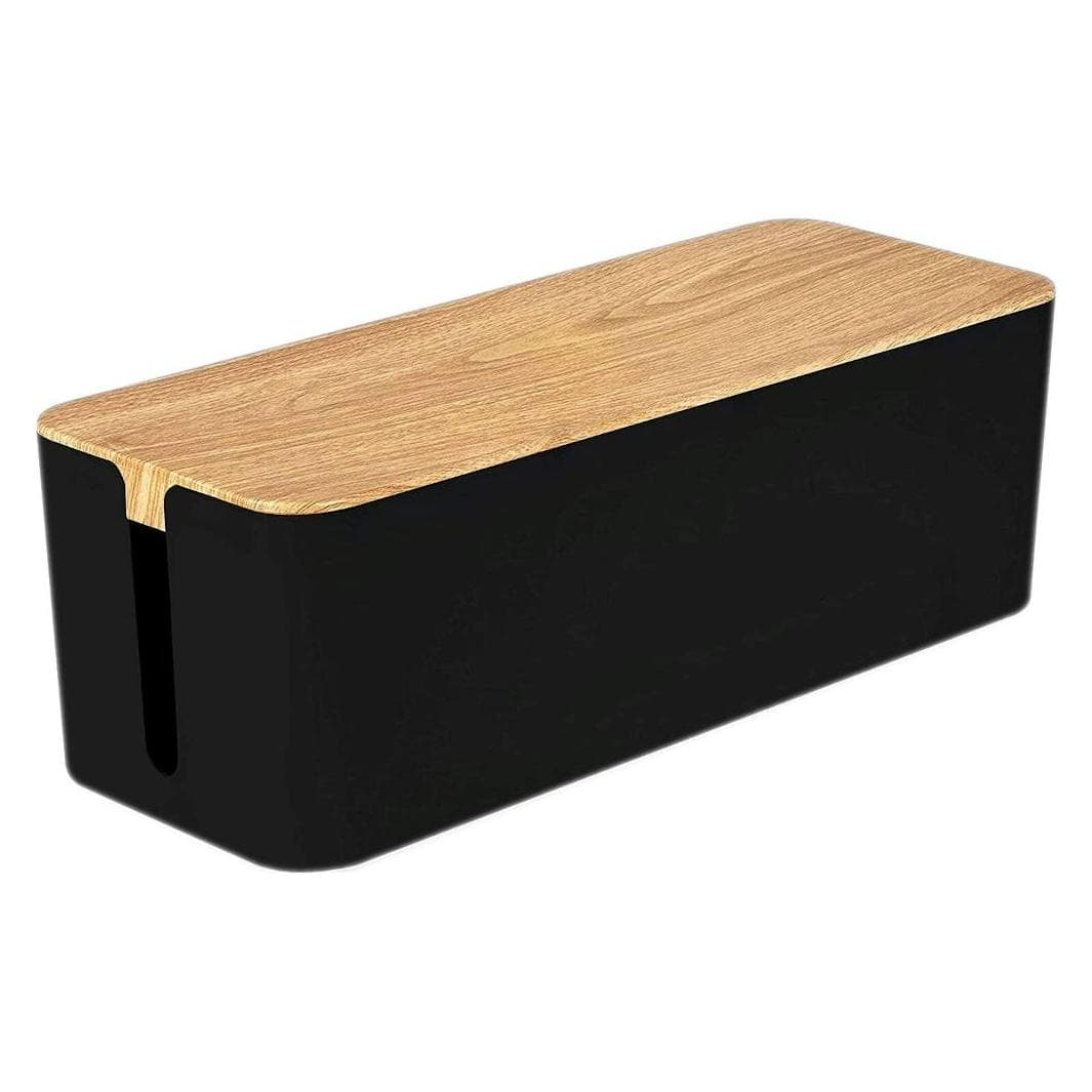 Mozo, Verberg je kabel dozen, Rooster, zwart, 1 stuk (KBO-BK-WOOD)