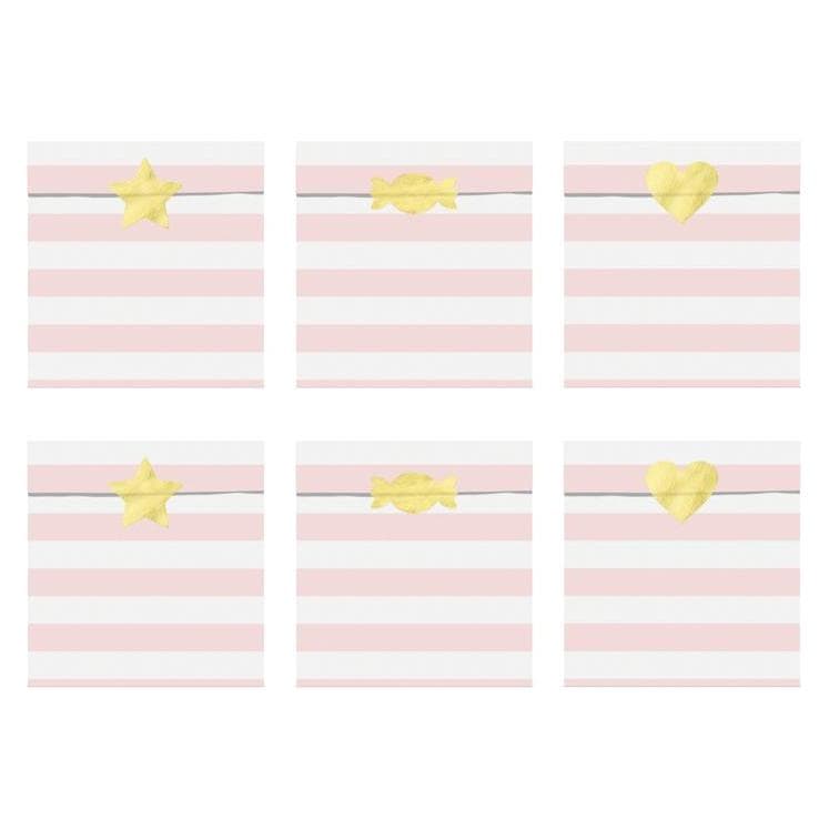 Partydeco Gestreepte Zakken Licht Roze (6 Pcs.)