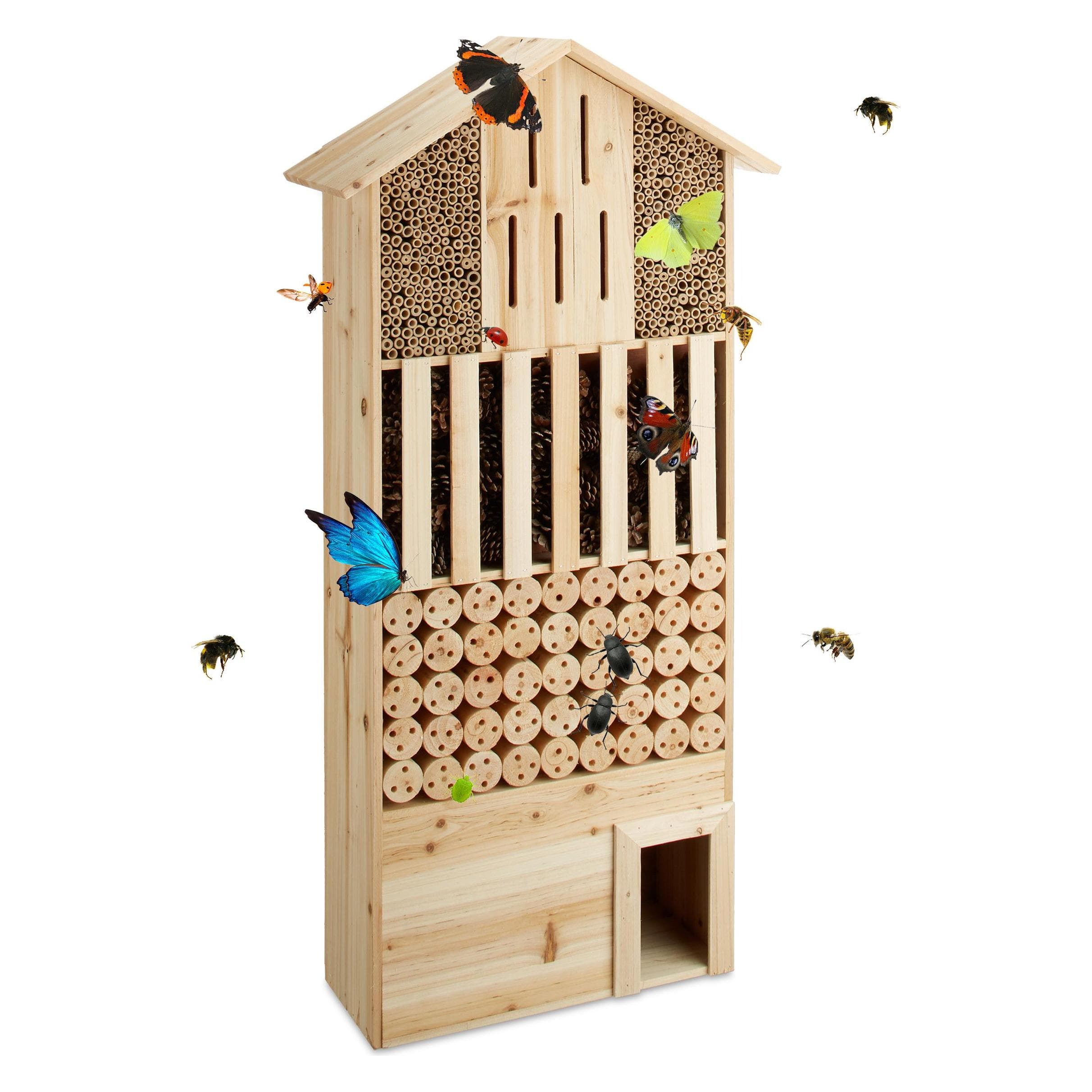 Relaxdays, Insectenhotels, Insectenhotel (Bij, Bijen, Kantenvleugel, Lieveheersbeestje, Vlinders)