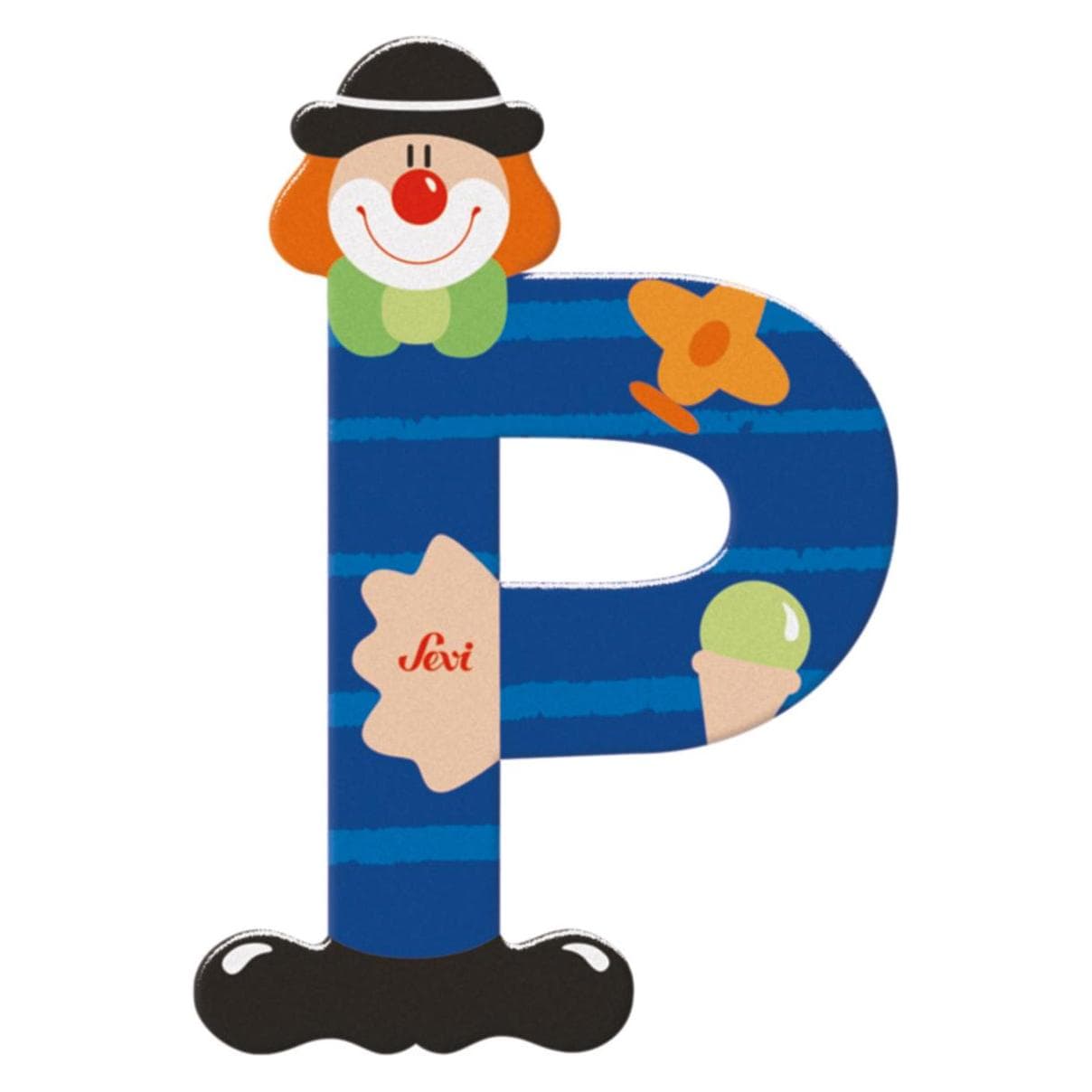 Sevi, Houten letters + stoffen letters, Clown P