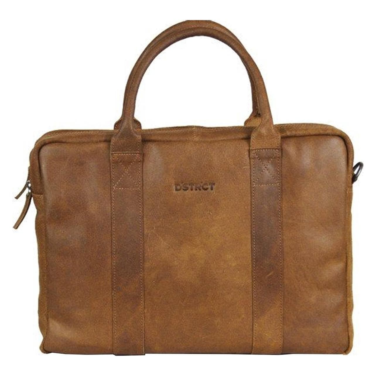 DSTRCT Limited Leren Business Laptoptas - 15,6 inch laptopvak met rits - Sleutelhanger - Cognac (15.60"), Laptoptas, Bruin