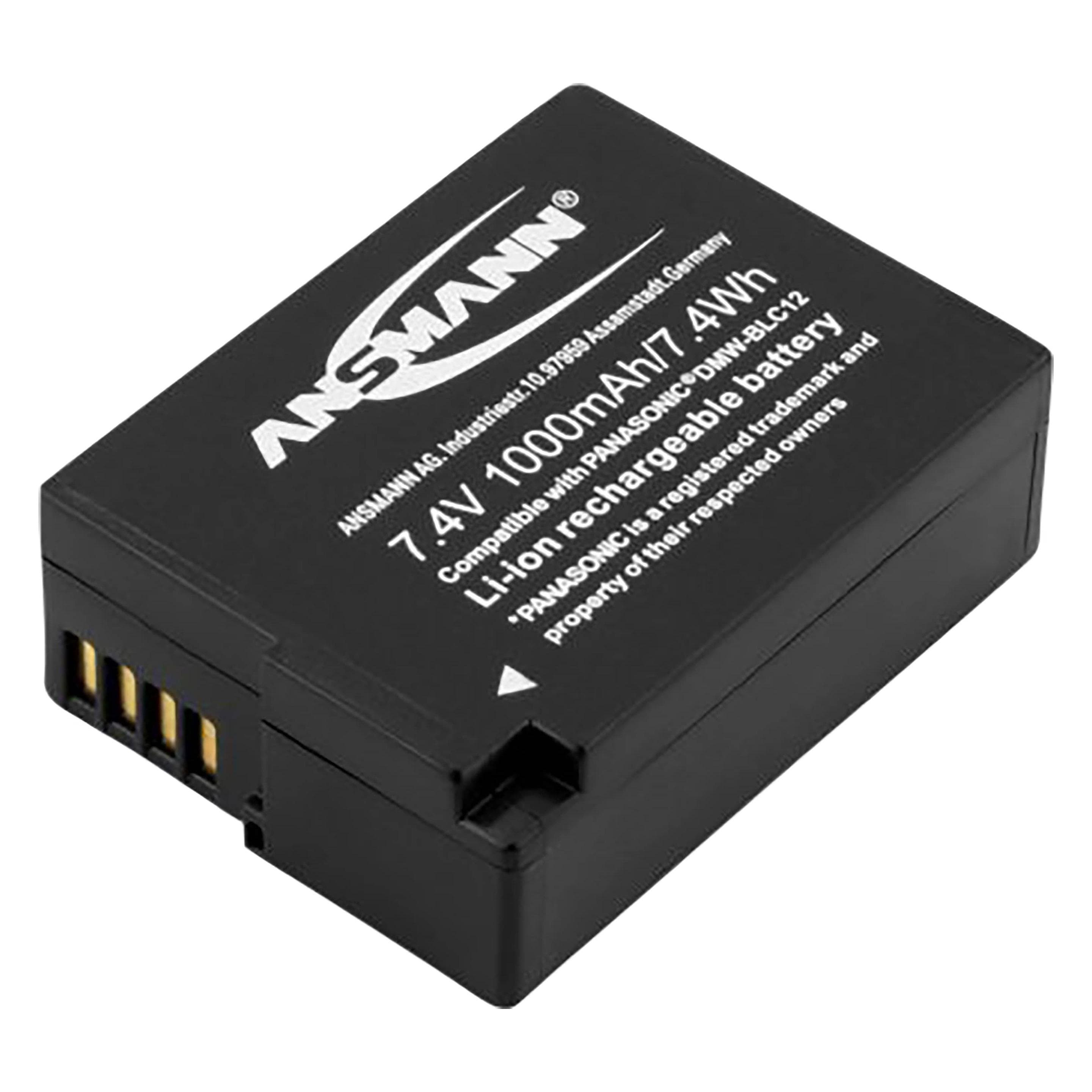 Ansmann A-Pan DMW-BLC12 1000mAh 7,4V (Batterij van de camera), Stroomvoorziening voor de camera, Zwart