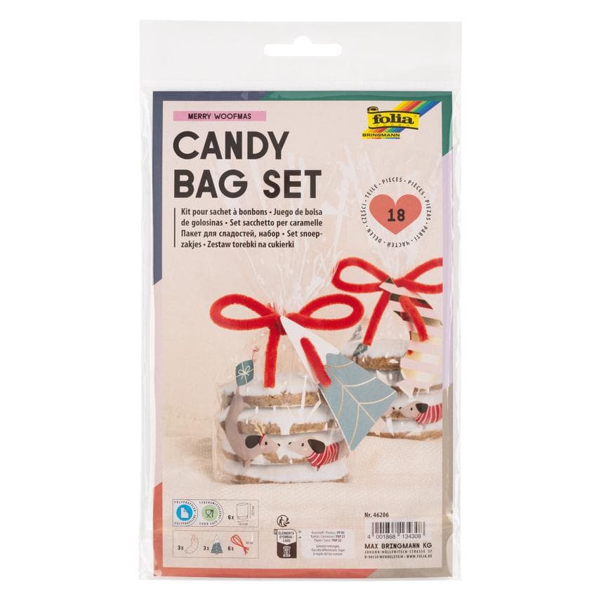 Folia, Cadeauverpakking, Candy Bag Set Merry Woofmas (6x)