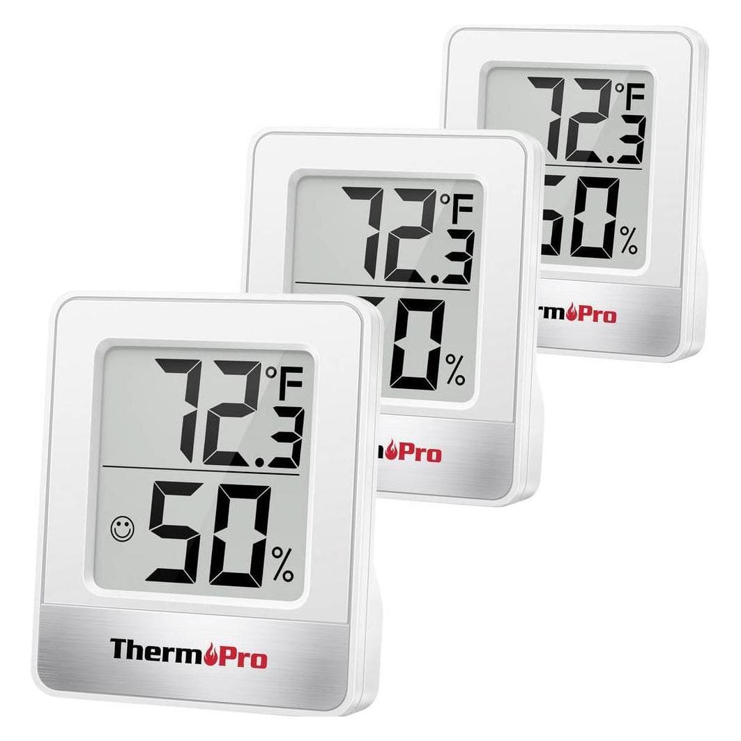 ThermoPro Digital-Hygro/Thermometer, 3er Pack, Thermometer + hygrometer, Wit