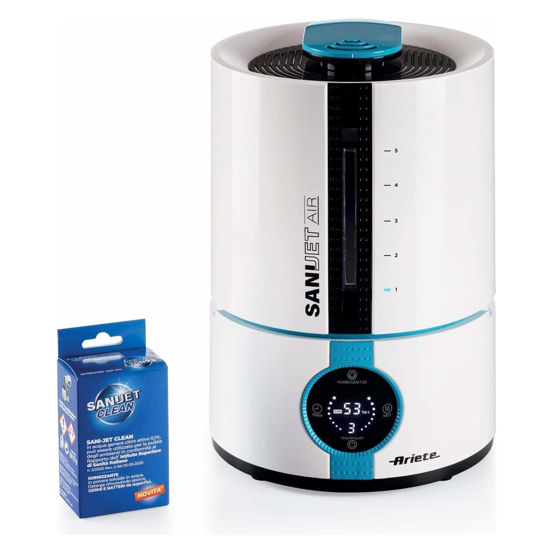 Ariete 00B2836P0AR0 Ultrasoon reinigingsapparaat, Bevochtiger, Blauw, Wit