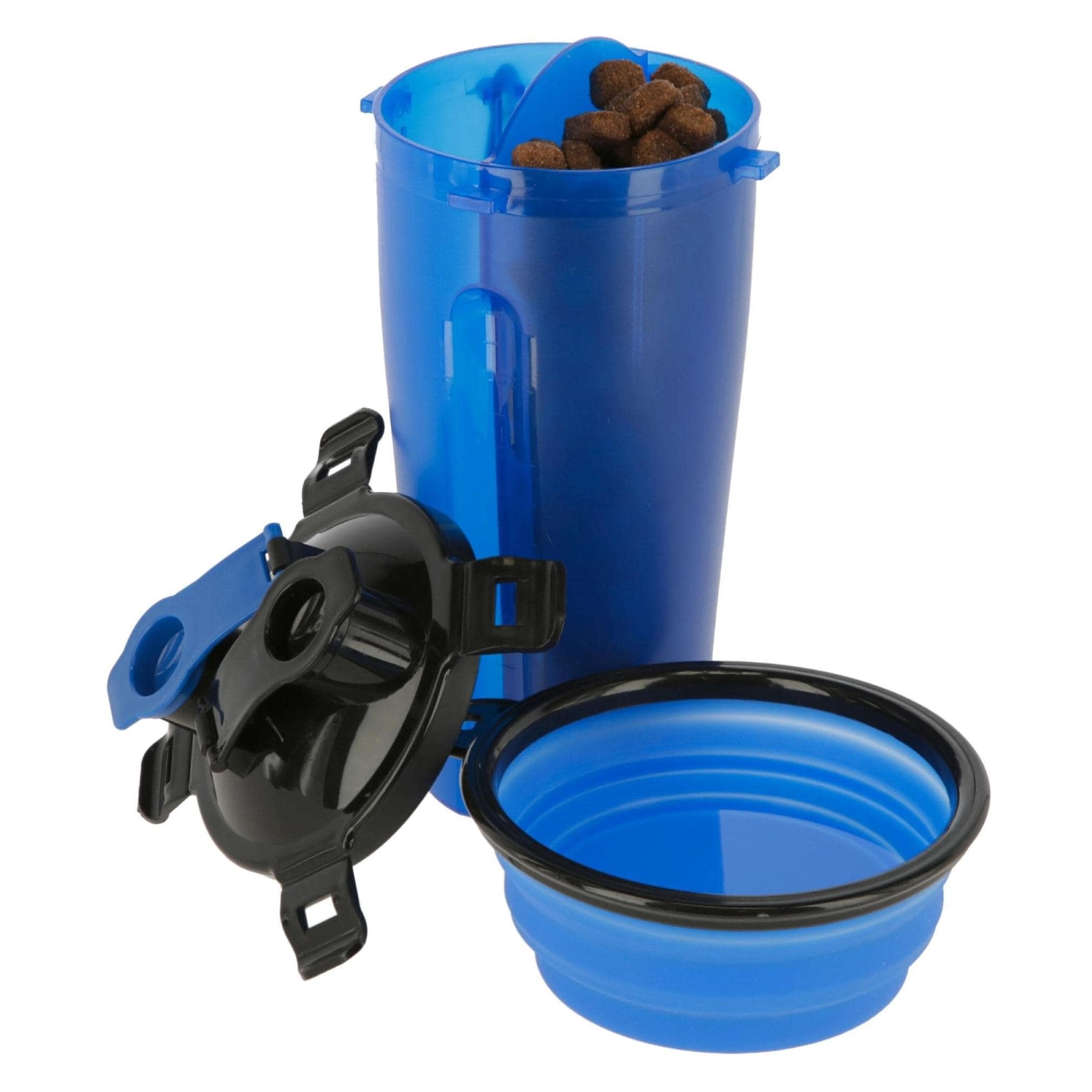 Kerbl Food and water container 2x350ml, incl. travel bowl, blue (35 cl), Food bowls