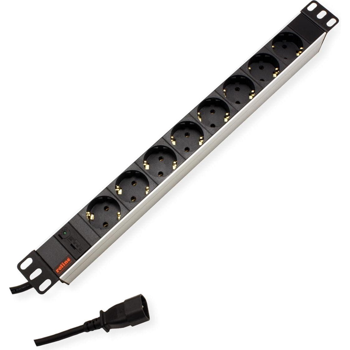 Roline 48,26cm 19 inch stekkerdoos 8-weg plus C14-stekker aluminium 2,0 m, UPS accessoires