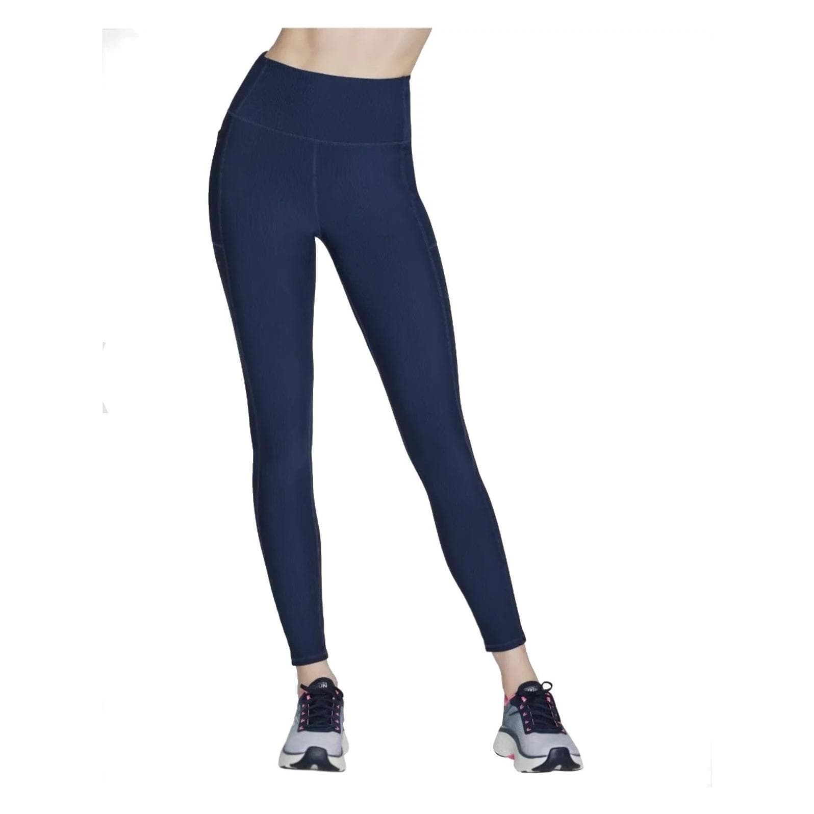 Skechers, Vrouwen, Sportbroekjes, GO Flex Rib Fl HW Legging Marineblau L (L), Blauw