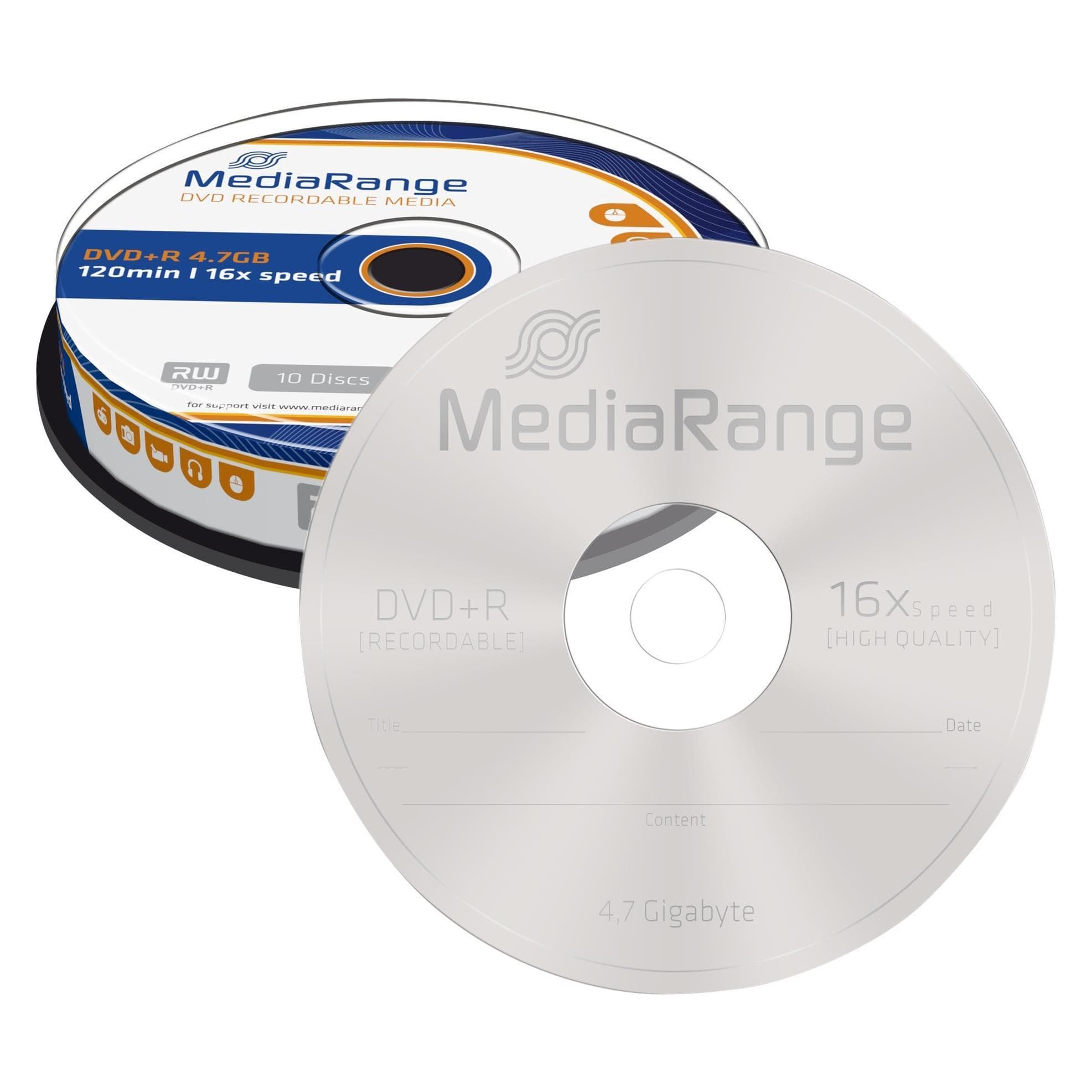 MediaRange MR453 - DVD+R 16x, Cake10 (10x), Optische gegevensdrager