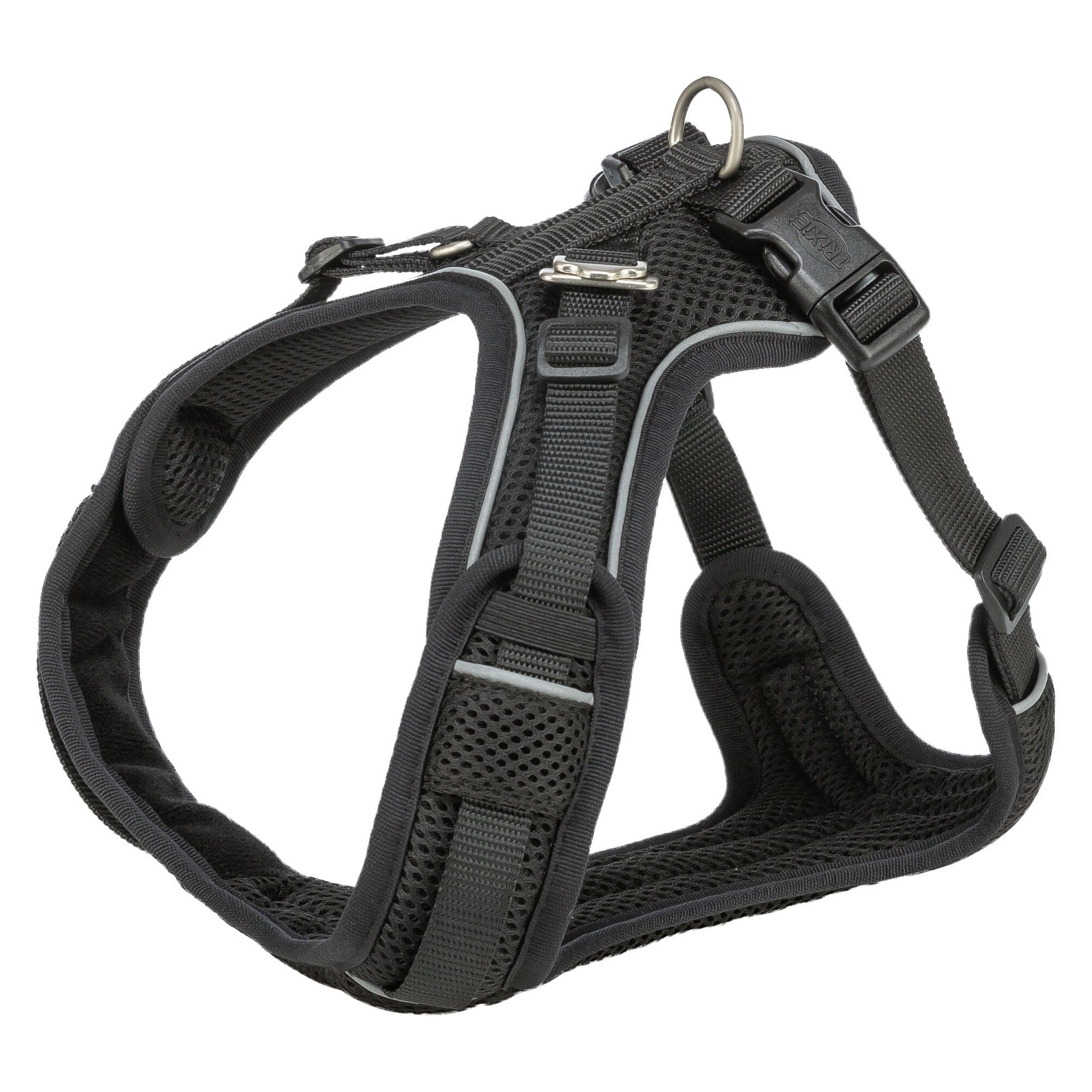 Trixie Premium FlexMesh harness, wide fit,XS–S:40–57cm/15mm,black (S, XS, Hond, Algemeen, Loop), Kraag + Leiband
