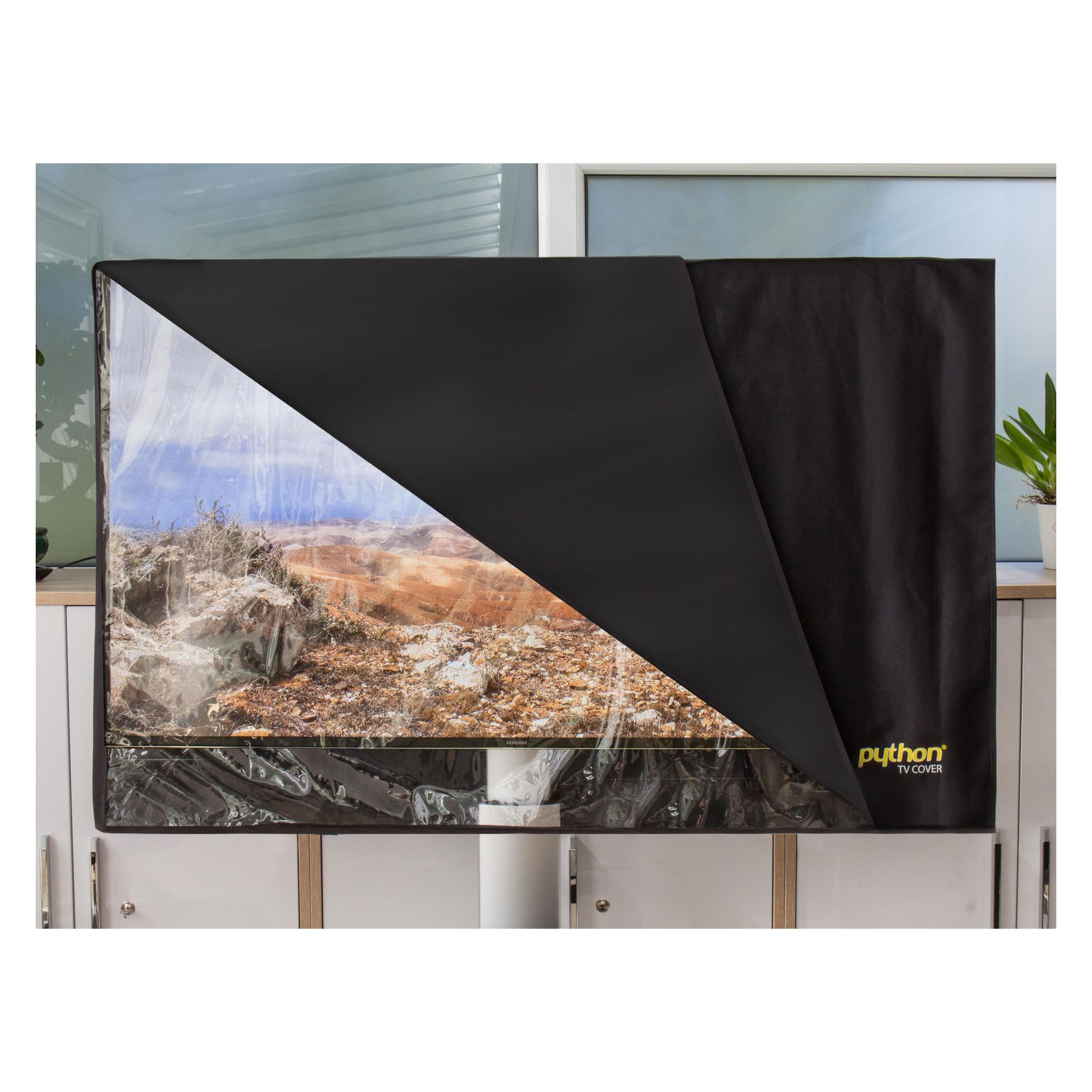 Python Series TV Cover Indoor/Outdoor, TV-accessoires, Zwart, Transparant