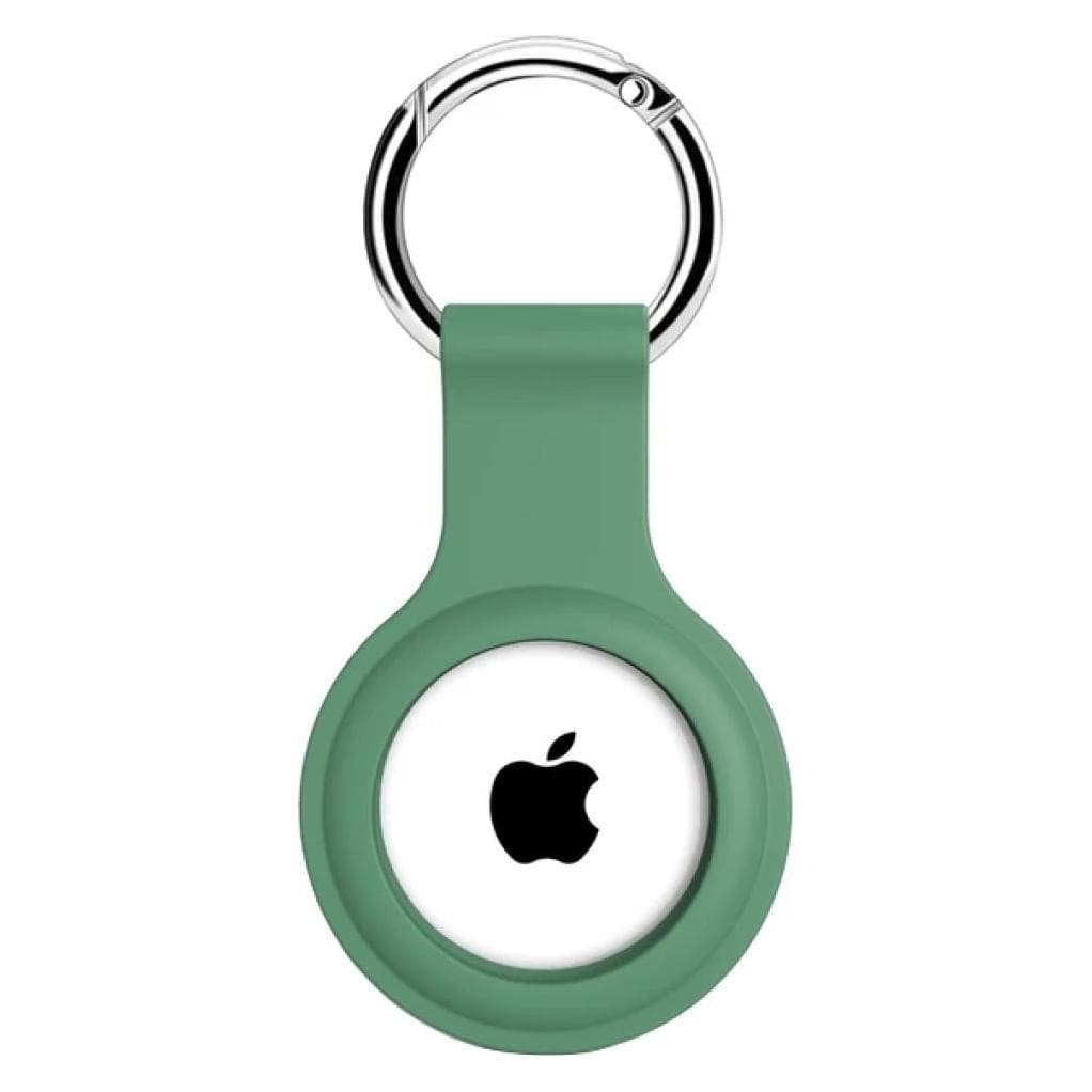 Screenguard Apple Airtag Liquid Silikon Case mit Schlüsselanhänger, Accessoires voor trackers, Groen