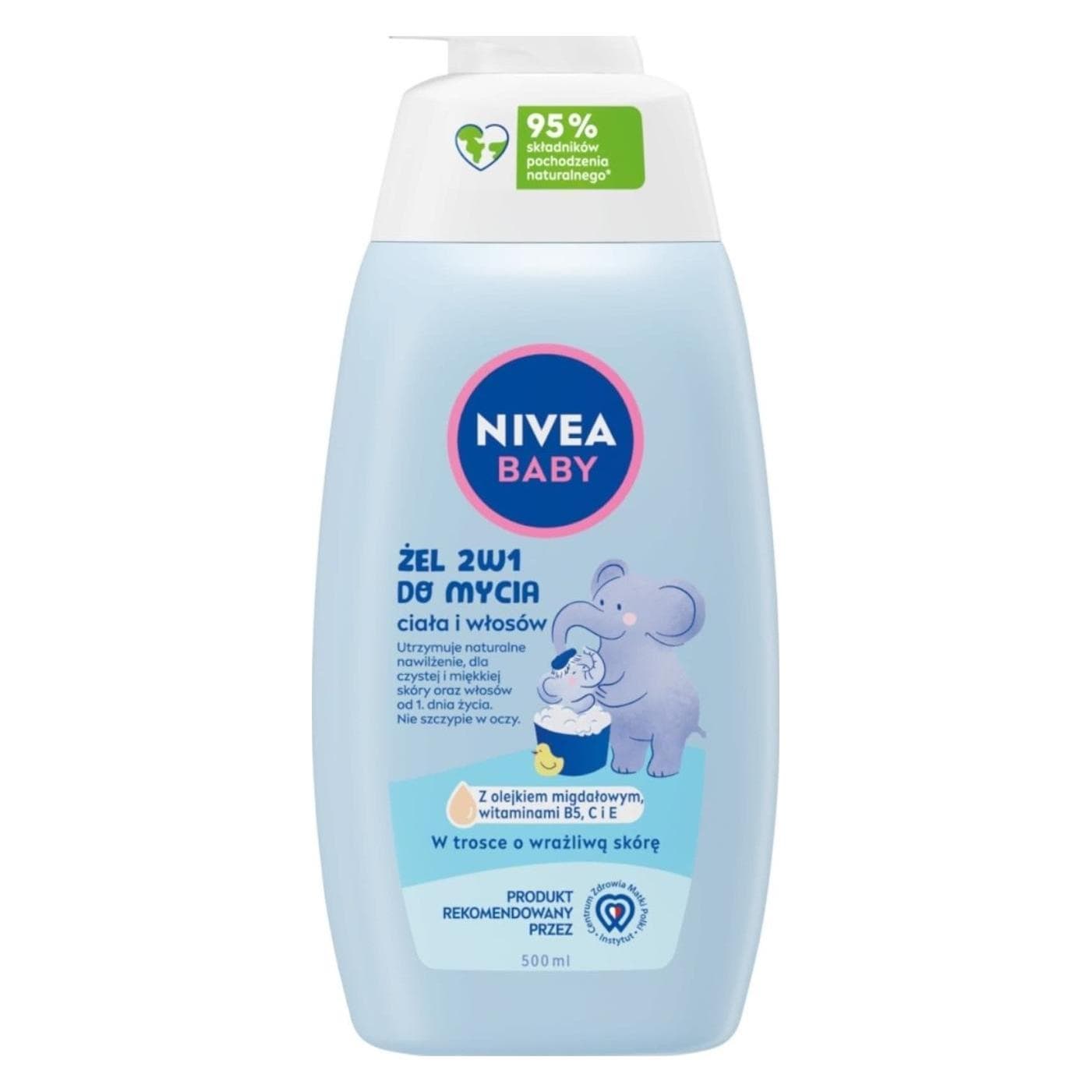 Nivea, Baby lichaamsverzorging, BABY 2in1 Lichaams- en Haarwasgel 500ml met Pompje