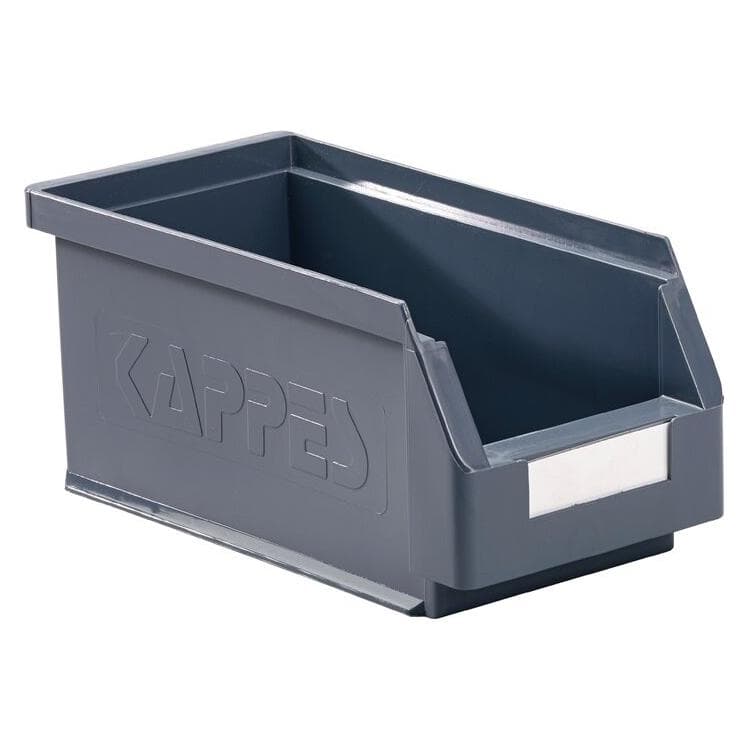 Kappes, Opslagcontainer, Opbergdoos met open voorzijde L290xB140xH130mm PE grijs