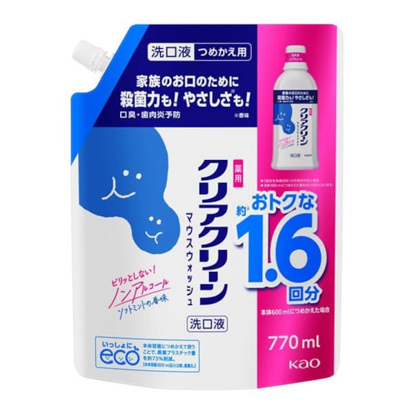 Kao - Clear Clean Mouthwash Refill - 770ml - Soft Mint Flavor