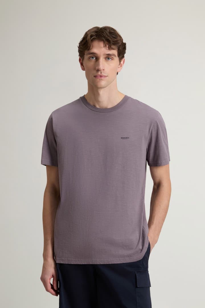 Woolrich heren Slub-T-shirt van puur katoen Lila Grootte 3XL