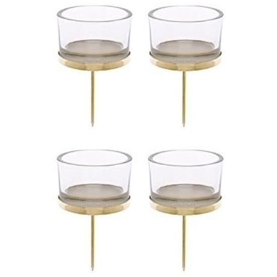 Waxinelichthouders - 8x - goud - 9 x 4 cm - glas - kerststukje