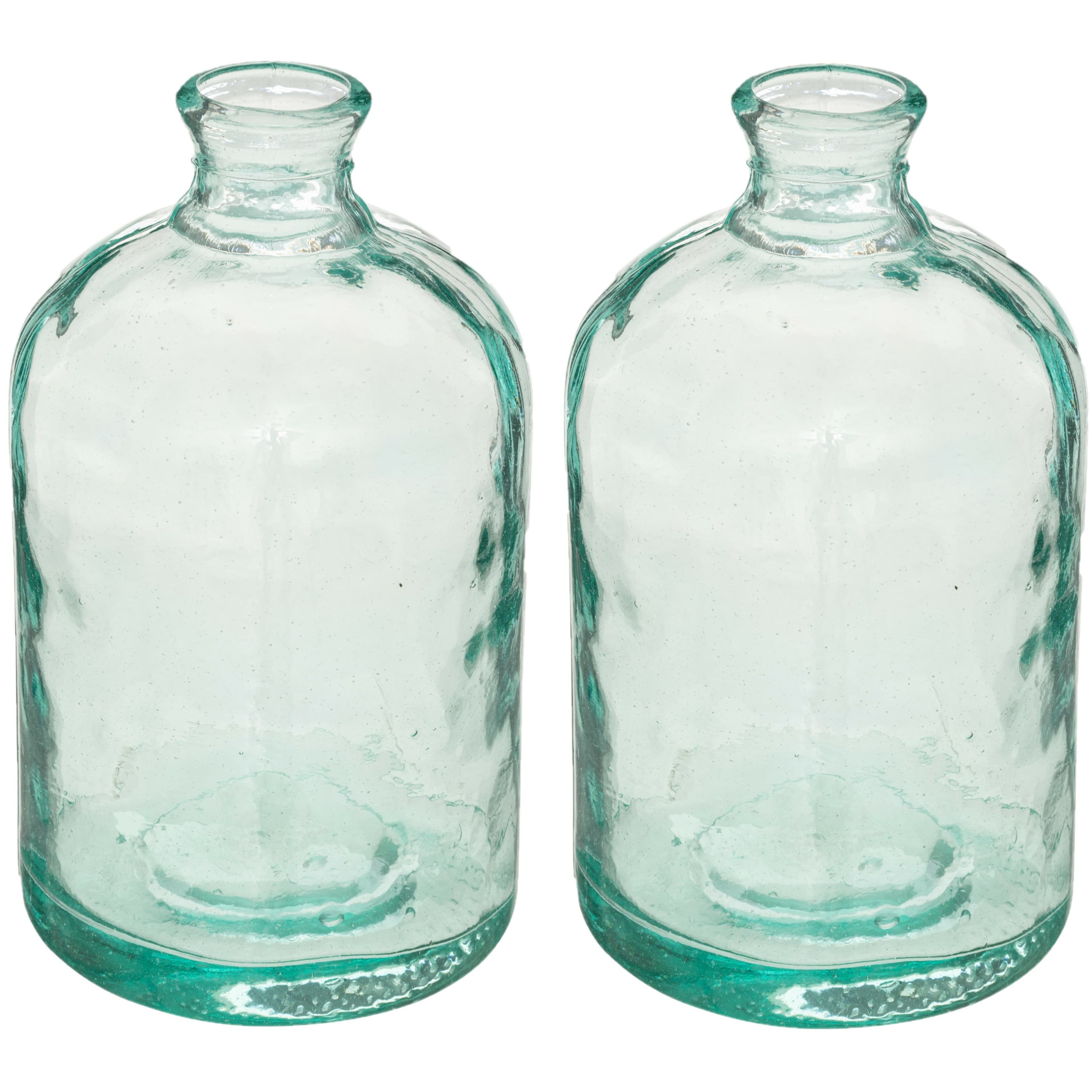 Bloemenvaas - 2x - Apotheker Fles model - transparant - glas - H32 x D18 cm