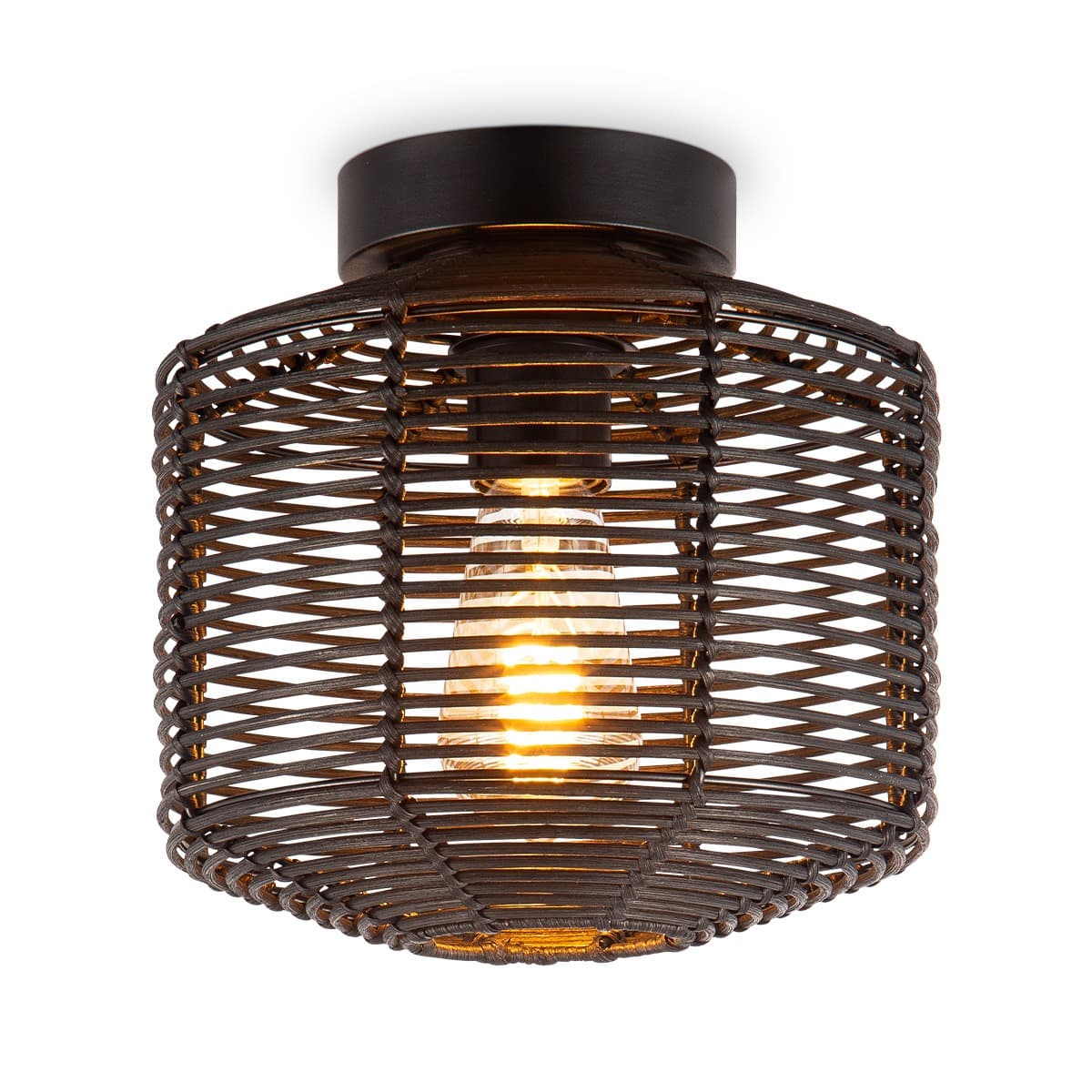 Boheemse stijl Plafondlamp - Bamboe Lampenkap - Ovaal - Zwart - Ø25 x 24 cm - E27 fitting - Ontworpen voor gebruik in slaapkamers en studeerkamers -