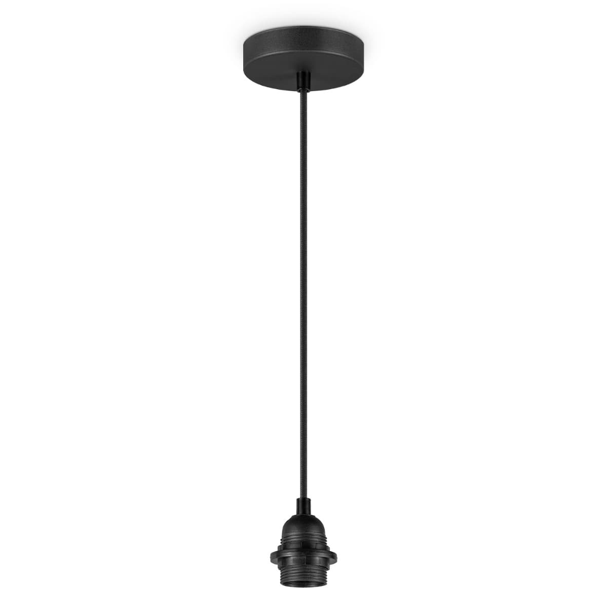 Fabric Hanglamp - 10/10/230 cm - inclusief de zwarte hanger en stoffen snoer - Met E27 lamphouder - Voor Lampenkap met doorsnede max.55cm - Voor