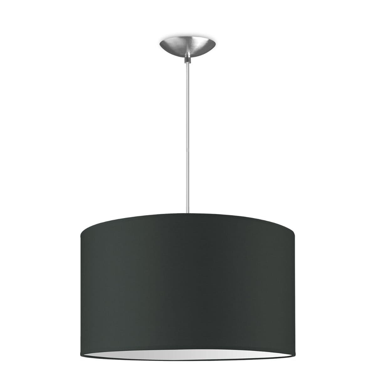 hanglamp Bling-Basic, lampenkap 40/40/22cm, gemaakt van stof en metaal, geschikt voor E27 LED lamp, antraciet, pendel lengte 100 cm, Pendellamp