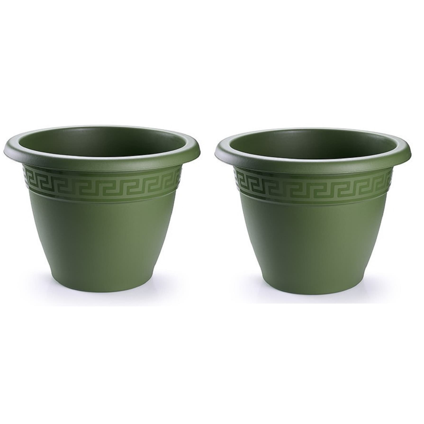 Plasticforte Plantenpot - 4x stuks - donkergroen - 25x19 cm - bloempot - kunststof - rond