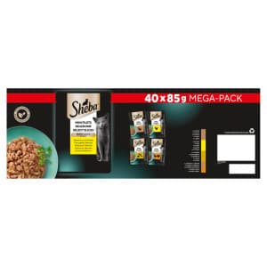 Sheba Mini Filets Gevogelte Selectie in saus natvoer kat megapack (zakjes 85 g) 2 verpakkingen (80 x 85 g)