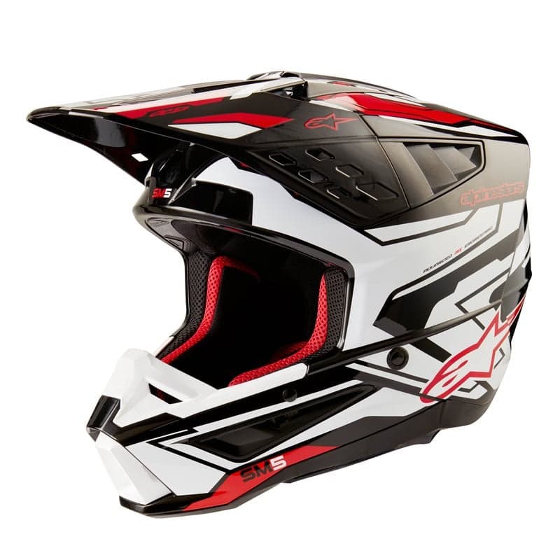 Alpinestars S-M5 Action 2 Helmet Ece 22.06 Black White Bright Red Glossy Size S