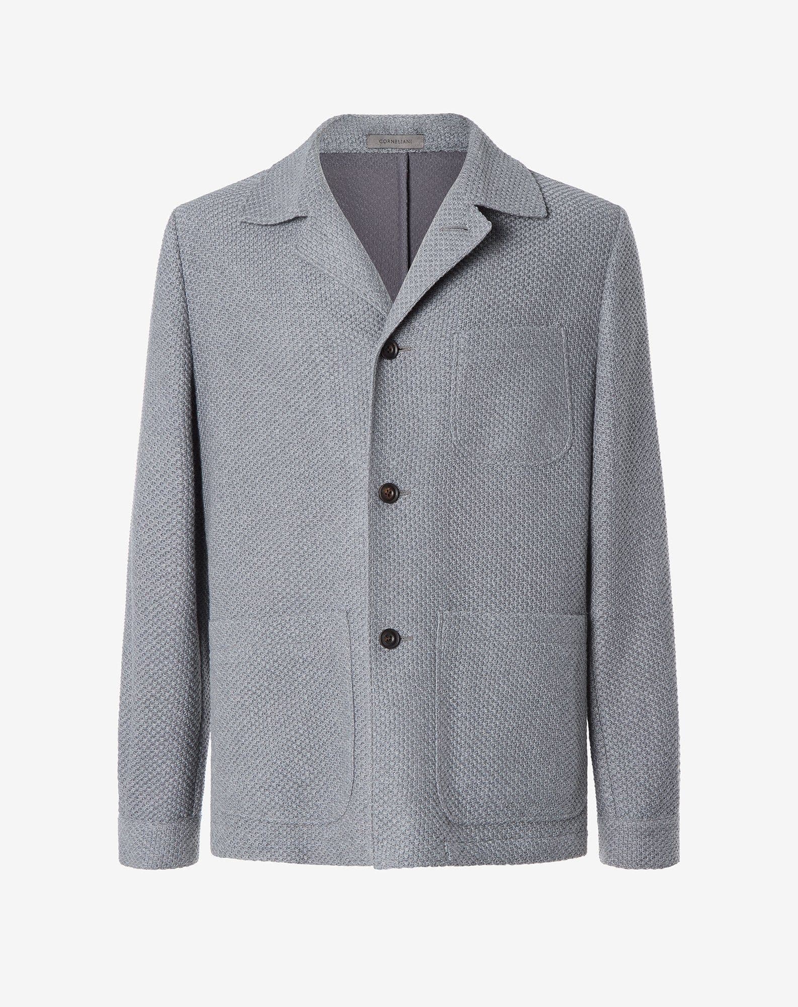 Knitted steel grey pure wool jacket
