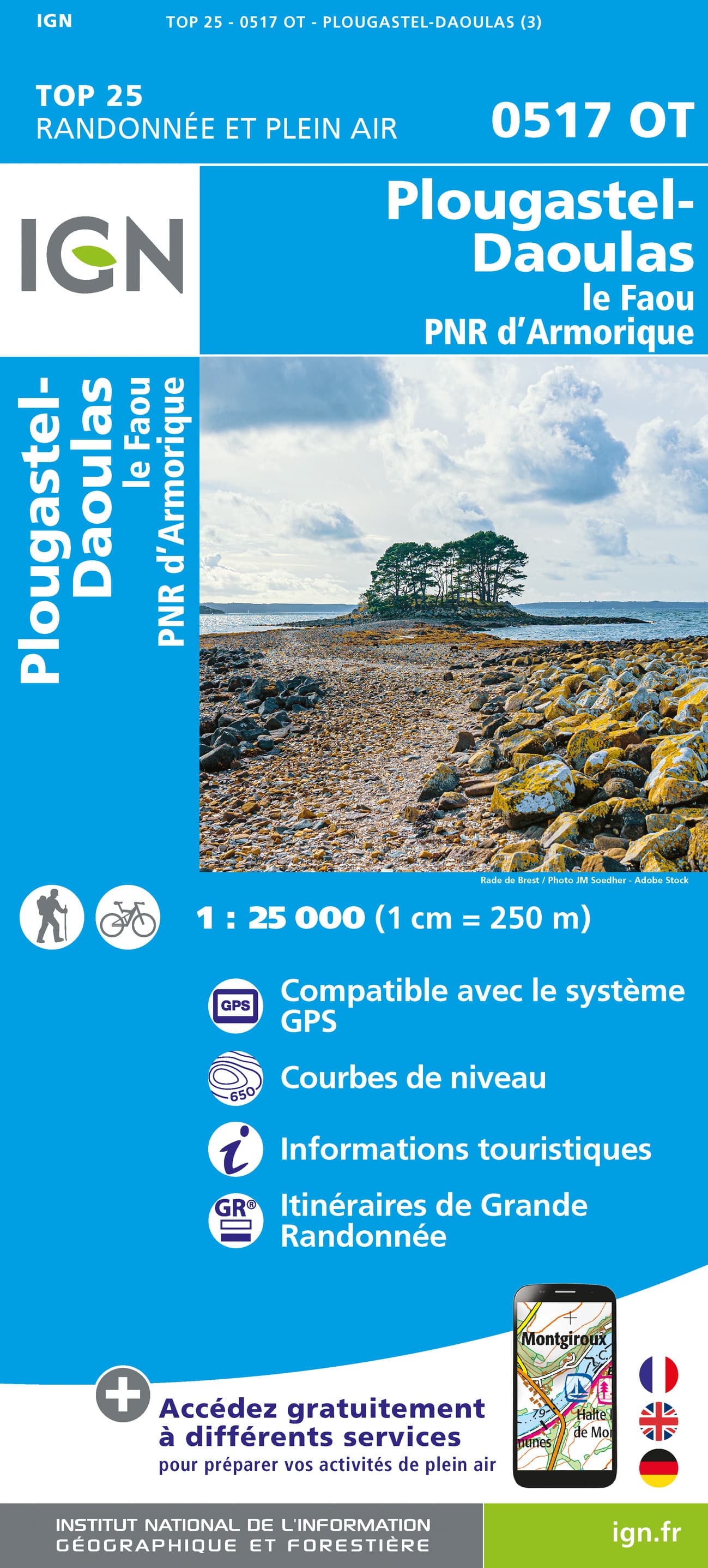 Wandelkaart - Topografische kaart 0517OT Plougastel, Daoulas, Le Faou,