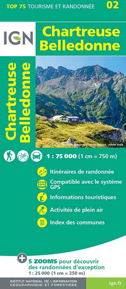 Fietskaart - Wandelkaart 75002 Chartreuse - Belledonne | IGN - Institu