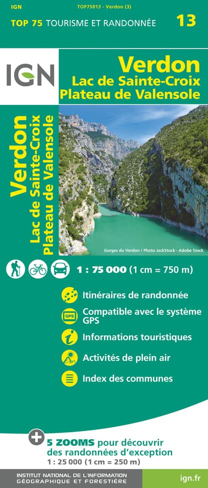 Fietskaart - Wandelkaart 75013 Verdon, Lac de Sainte-Croix, Valensole