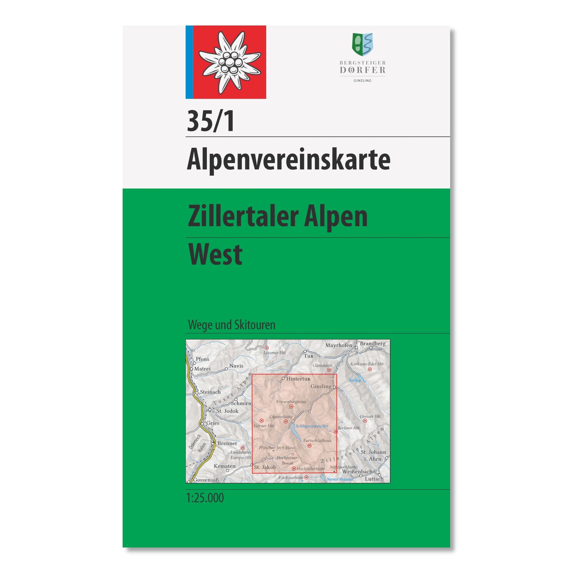 Wandelkaart 35/1 Alpenvereinskarte Zillertaler Alpen - West | Alpenver