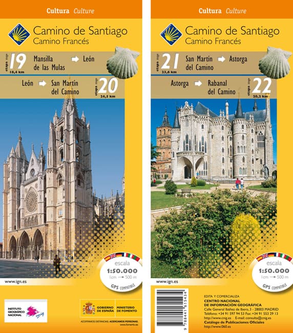 Wandelkaart 19-22 Camino Santiago de Compostella Mansilla - Rabanal |