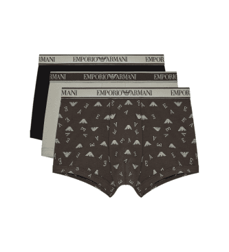 Emporio Armanivoor mannen. EM000370_AF20669 Set 3 Core boxers zwart, grijs (L), Homewear, Katoen