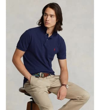 Polo Ralph Laurenvoor mannen. 710782592008 Marine piqué polo (XXL), Casual, Katoen, Korte mouwen, Marineblauw