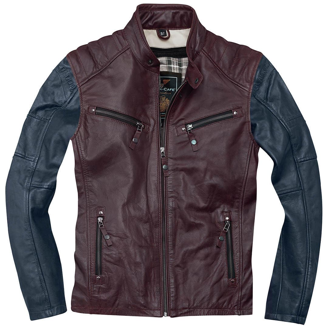 Black-Cafe London Firenze Leren jas, rood-blauw, afmeting 52 voor man