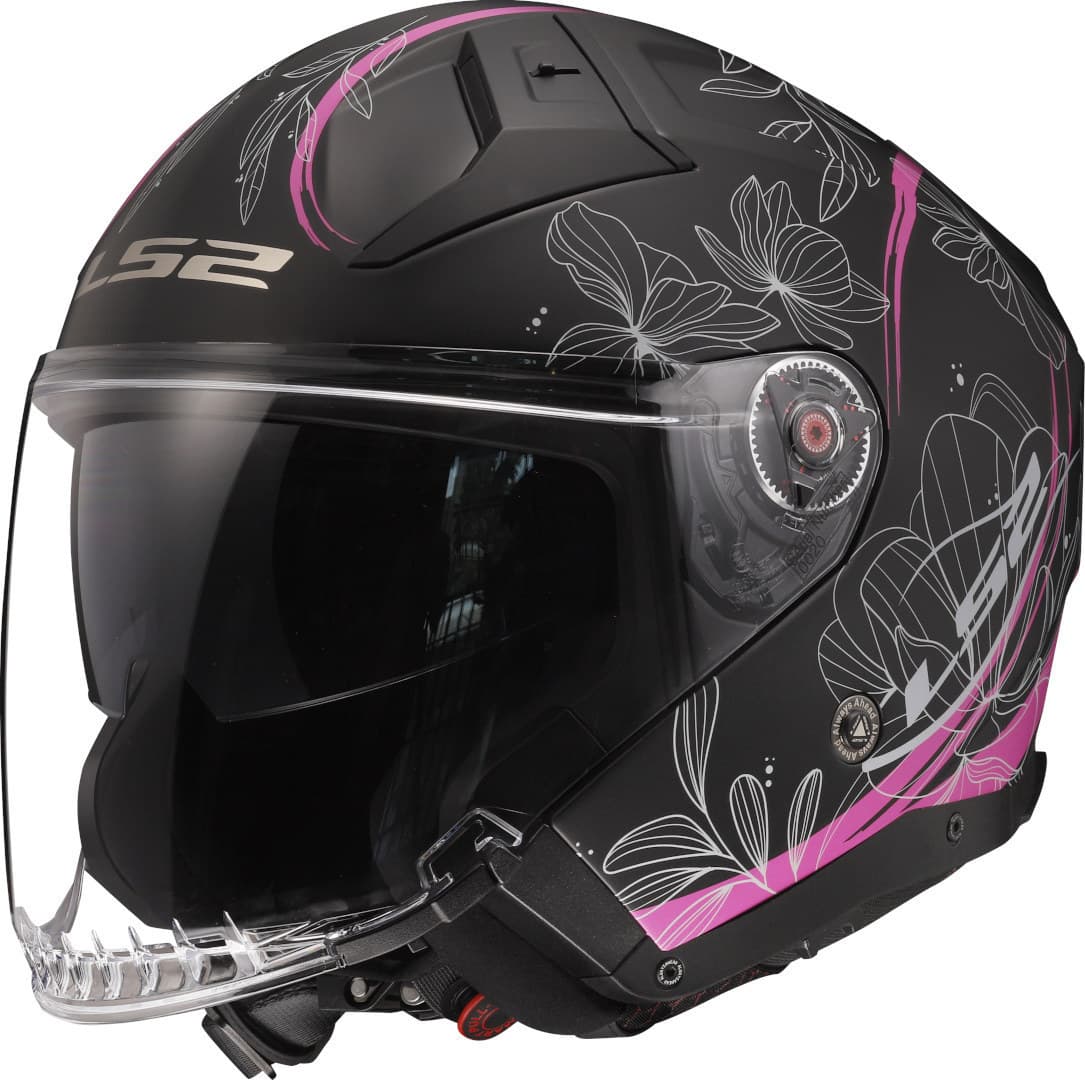 LS2 OF603 Infinity II Lotus Jet helm, zwart-pink, afmeting XS voor man