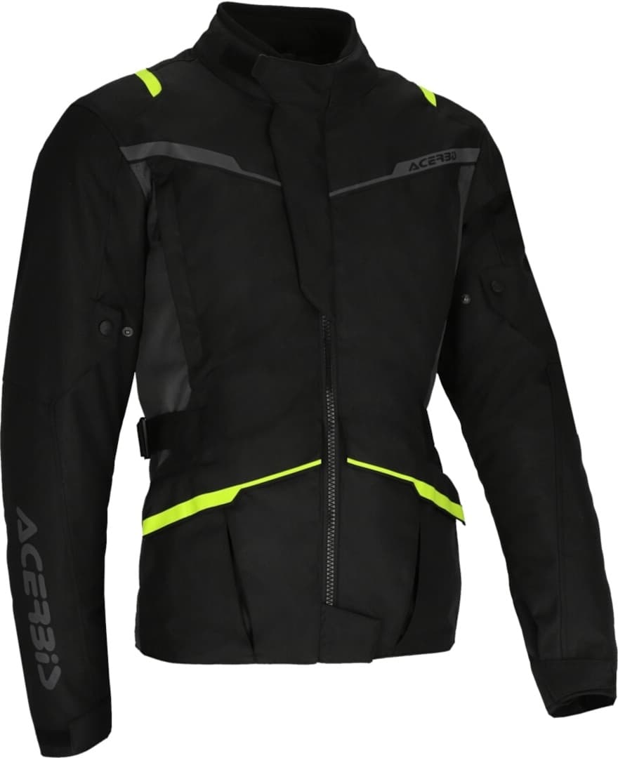 Acerbis CE X-Travel Waterproof Motorfiets textiel jas, zwart-geel, afmeting XL voor man